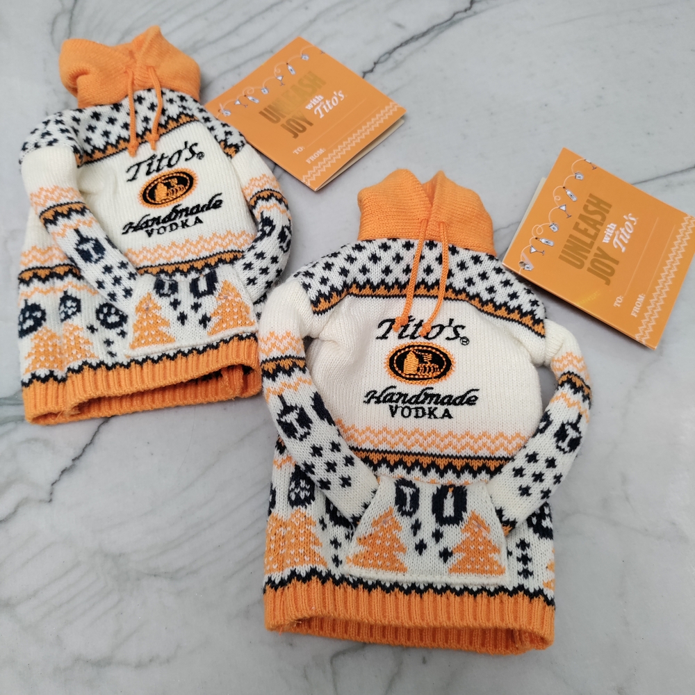 Handmade Vodka Sweaters (2) Bag in Orange and White